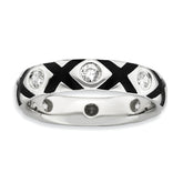 Sterling Silver Stackable Expressions Polished CZ & Enameled Ring