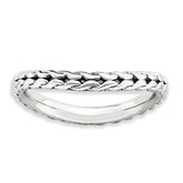 Sterling Silver Stackable Expressions Polished Rhodium-plate Wave Ring