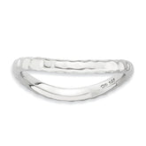 Sterling Silver Stackable Expressions Polished Rhodium-plate Wave Ring