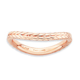 Sterling Silver Stackable Expressions Polished Pink-plate Wave Ring