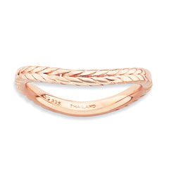 Sterling Silver Stackable Expressions Polished Pink-plate Wave Ring