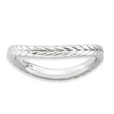 Sterling Silver Stackable Expressions Polished Rhodium-plate Wave Ring