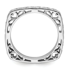 Sterling Silver Stackable Expressions Polished Rhodium-plated Square Ring