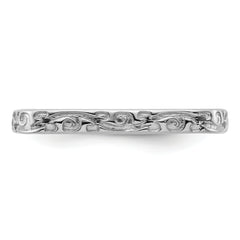 Sterling Silver Stackable Expressions Polished Rhodium-plated Square Ring