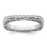 Sterling Silver Stackable Expressions Polished Rhodium-plated Square Ring