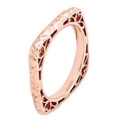 Sterling Silver Stackable Expressions Polished Pink-plated Square Ring