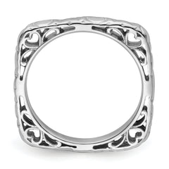 Sterling Silver Stackable Expressions Polished Rhodium-plated Square Ring