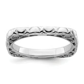 Sterling Silver Stackable Expressions Polished Rhodium-plated Square Ring