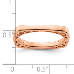 Sterling Silver Stackable Expressions Polished Pink-plated Square Ring