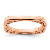 Sterling Silver Stackable Expressions Polished Pink-plated Square Ring