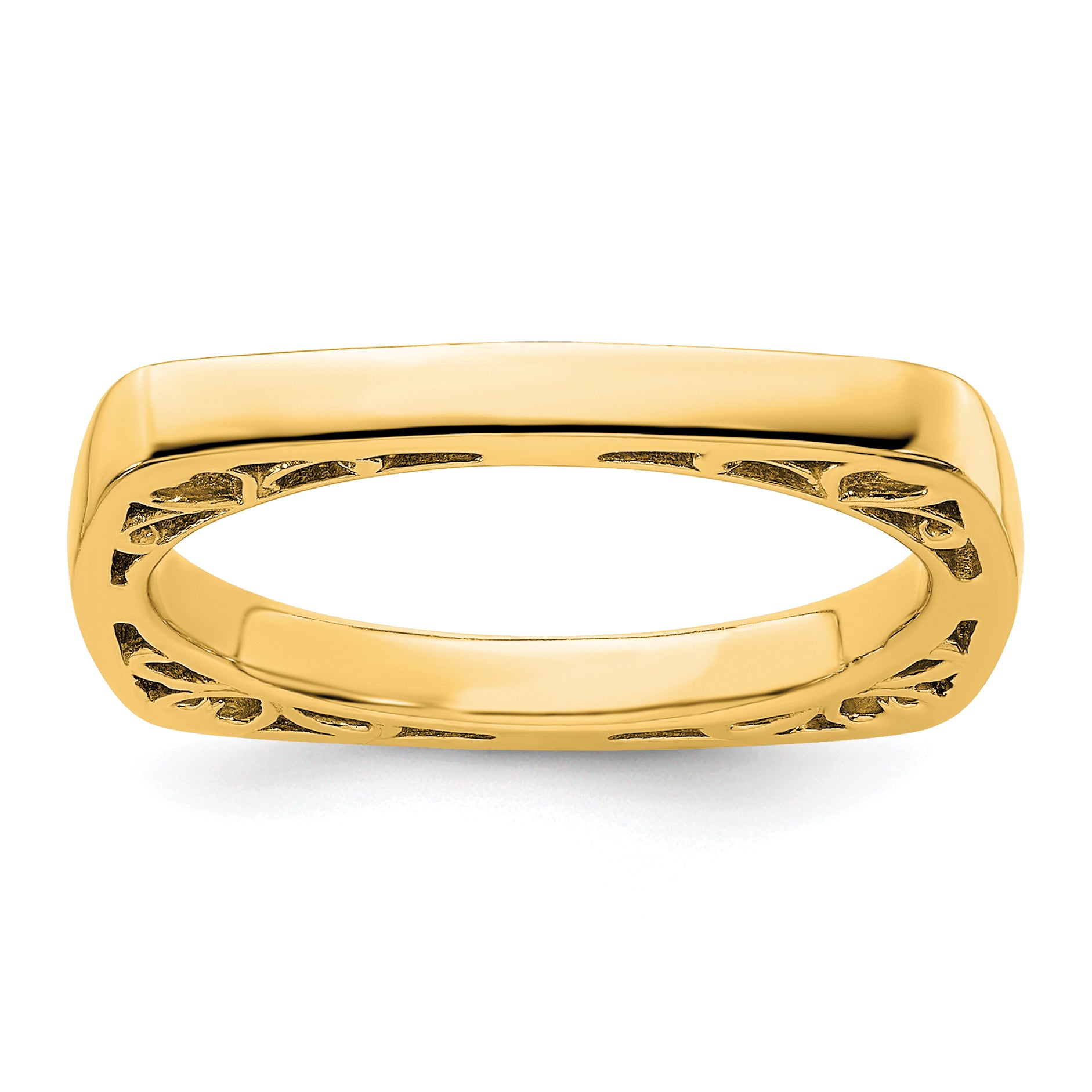 Sterling Silver Stackable Expressions Polished Gold-plated Square Ring