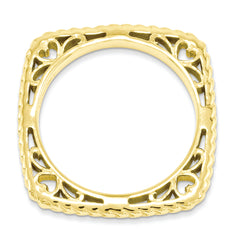 Sterling Silver Stackable Expressions Polished Gold-plate Square Ring