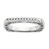 Sterling Silver Stackable Expressions Polished Rhodium-plate Square Ring