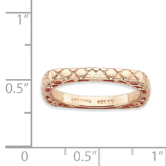Sterling Silver Stackable Expressions Polished Pink-plate Square Ring