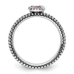 Sterling Silver Stackable Expressions Checker-cut Pink Tourmaline Ring