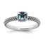 Checker-Cut Blue Topaz Stackable Ring in Sterling Silver, Antiqued - Sophia Jewelers