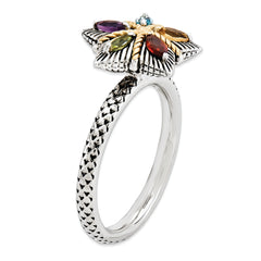 Sterling Silver & 14k Stackable Expressions Gemstone Antiqued Ring
