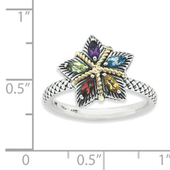 Sterling Silver & 14k Stackable Expressions Gemstone Antiqued Ring