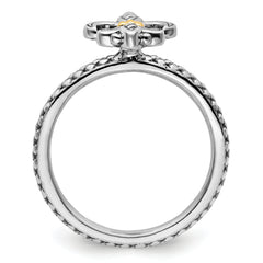 Sterling Silver & 14k Stackable Expressions Antiqued Ring