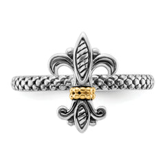 Sterling Silver & 14k Stackable Expressions Antiqued Ring