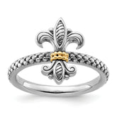 Sterling Silver & 14k Stackable Expressions Antiqued Ring