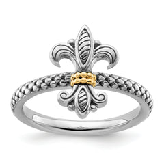 Sterling Silver & 14k Stackable Expressions Antiqued Ring