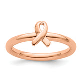 Sterling Silver Stackable Expressions Rose Gold Awareness Ribbon Ring