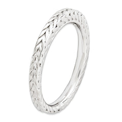 Sterling Silver Stackable Expressions Rhodium-plated Domed Ring