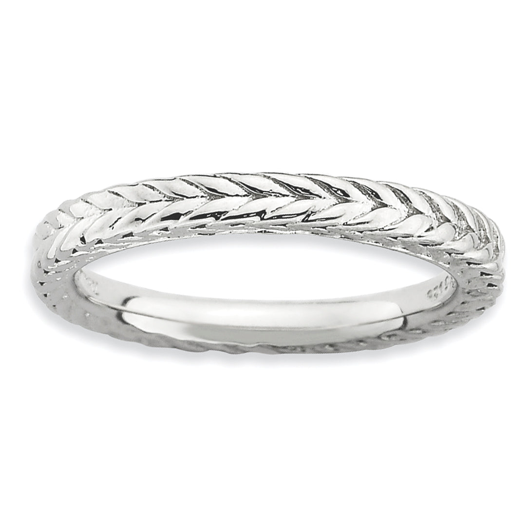 Sterling Silver Stackable Expressions Rhodium-plated Domed Ring