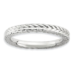 Sterling Silver Stackable Expressions Rhodium-plated Domed Ring