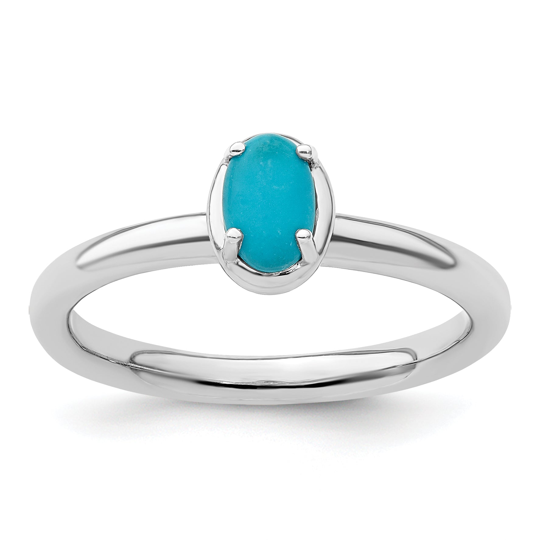 Sterling Silver Stackable Expressions Turquoise Polished Ring