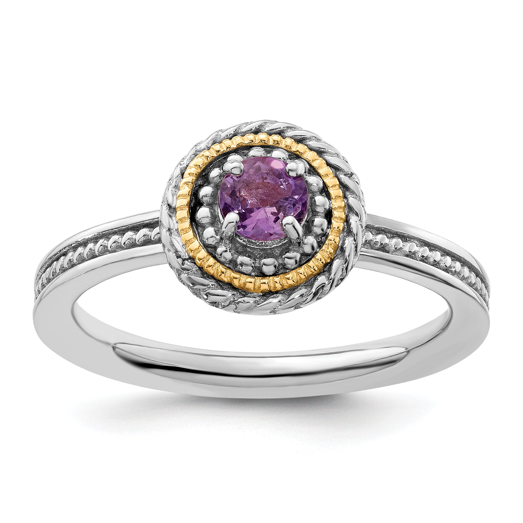 Sterling Silver & 14k Stackable Expressions Amethyst Ring