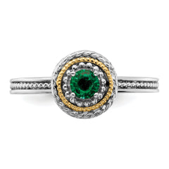 Sterling Silver & 14k Stackable Expressions Created Emerald Ring