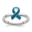 Sterling Silver Stackable Expressions Blue Enameled Awareness Ribbon Ring
