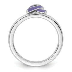 Sterling Silver Stackable Expressions Purple Enameled Awareness Ribbon Ring