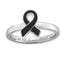 Sterling Silver Stackable Expressions Black Enameled Awarene Ribbon Ring