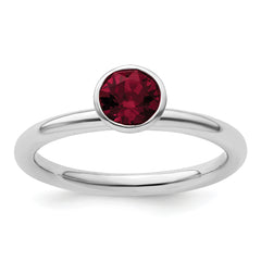 Sterling Silver Stackable Expressions High 5mm January Crystal Ring