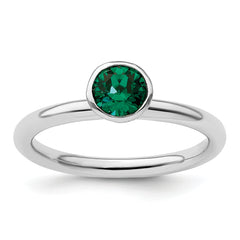 Sterling Silver Stackable Expressions High 5mm May Crystal Ring