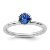 Sterling Silver Stackable Expressions High 5mm September Crystal Ring
