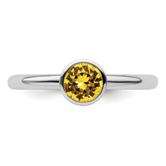 Sterling Silver Stackable Expressions High 5mm November Crystal Ring