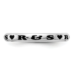 Sterling Silver Rh-plt Stackable Expressions Personalized with Heart Ring