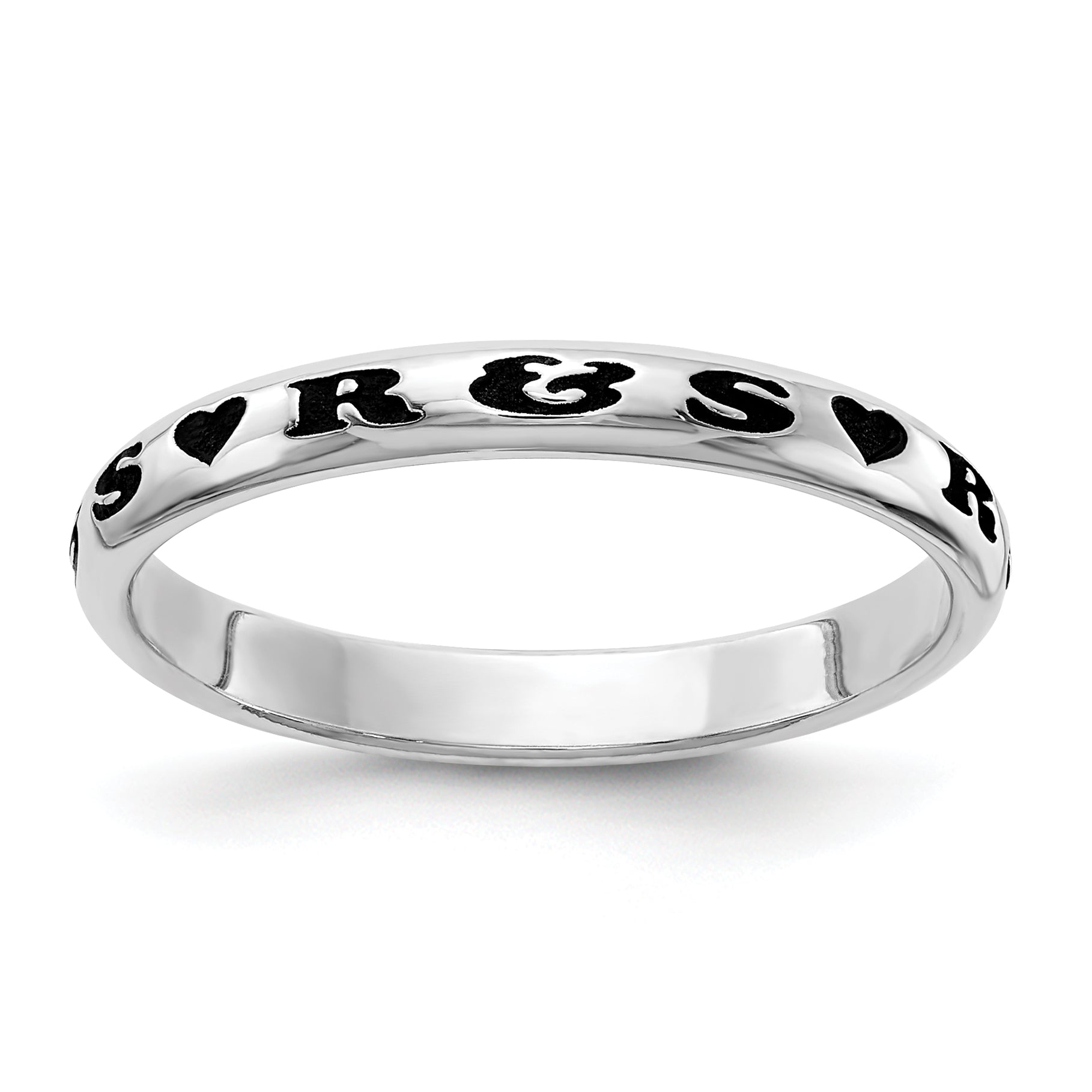 Sterling Silver Rh-plt Stackable Expressions Personalized with Heart Ring
