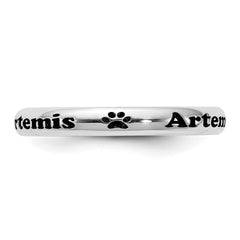 SS Rh-plt Stackable Expressions Personalized w/ Paw Print Ring