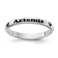 SS Rh-plt Stackable Expressions Personalized w/ Paw Print Ring