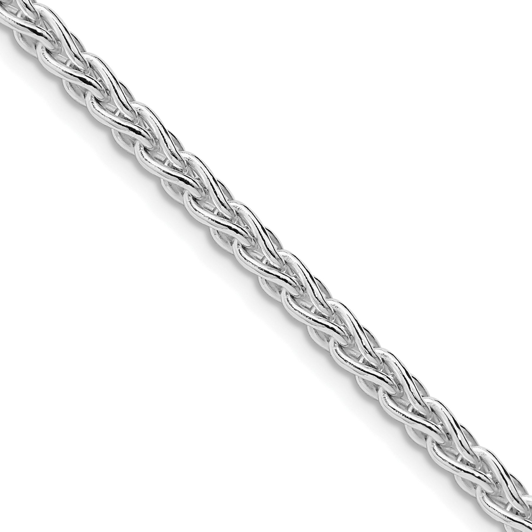 Sterling Silver Rhodium-plated 3.7mm Round Spiga Chain