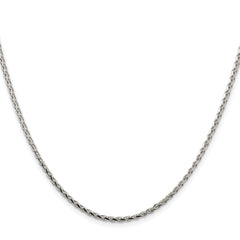 Sterling Silver Rhodium-plated 2.15mm Diamond-cut Round Spiga Chain