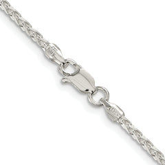 Sterling Silver Rhodium-plated 2.15mm Diamond-cut Round Spiga Chain