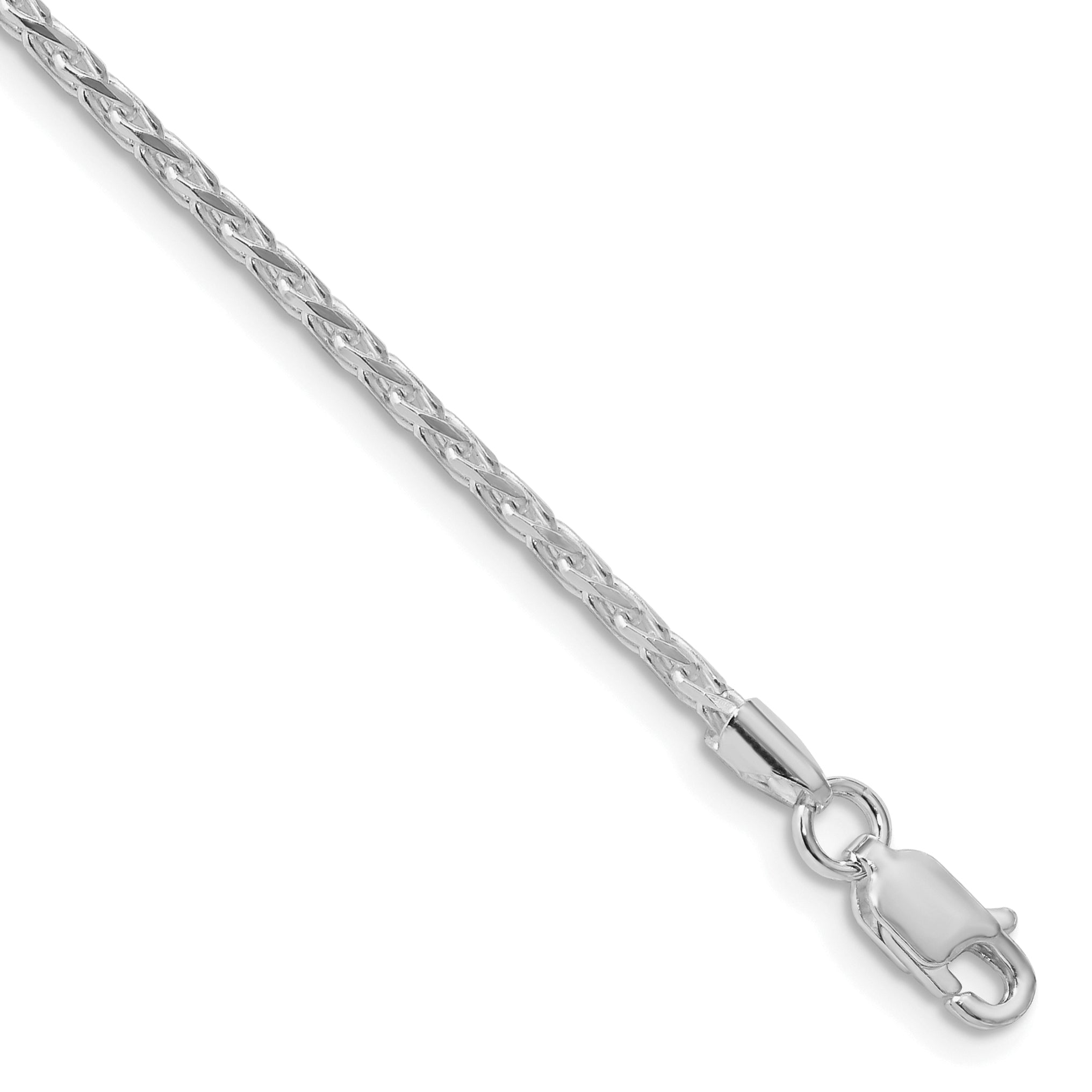 Sterling Silver Rhodium-plated 2.15mm Diamond-cut Round Spiga Chain
