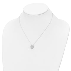 Sterling Silver 16 in w/1.5 in Ext. CZ Oval Necklace, Earrings, Ring Set