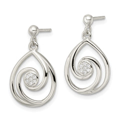 Sterling Silver CZ in Teardrop Pendant and Earrings Set